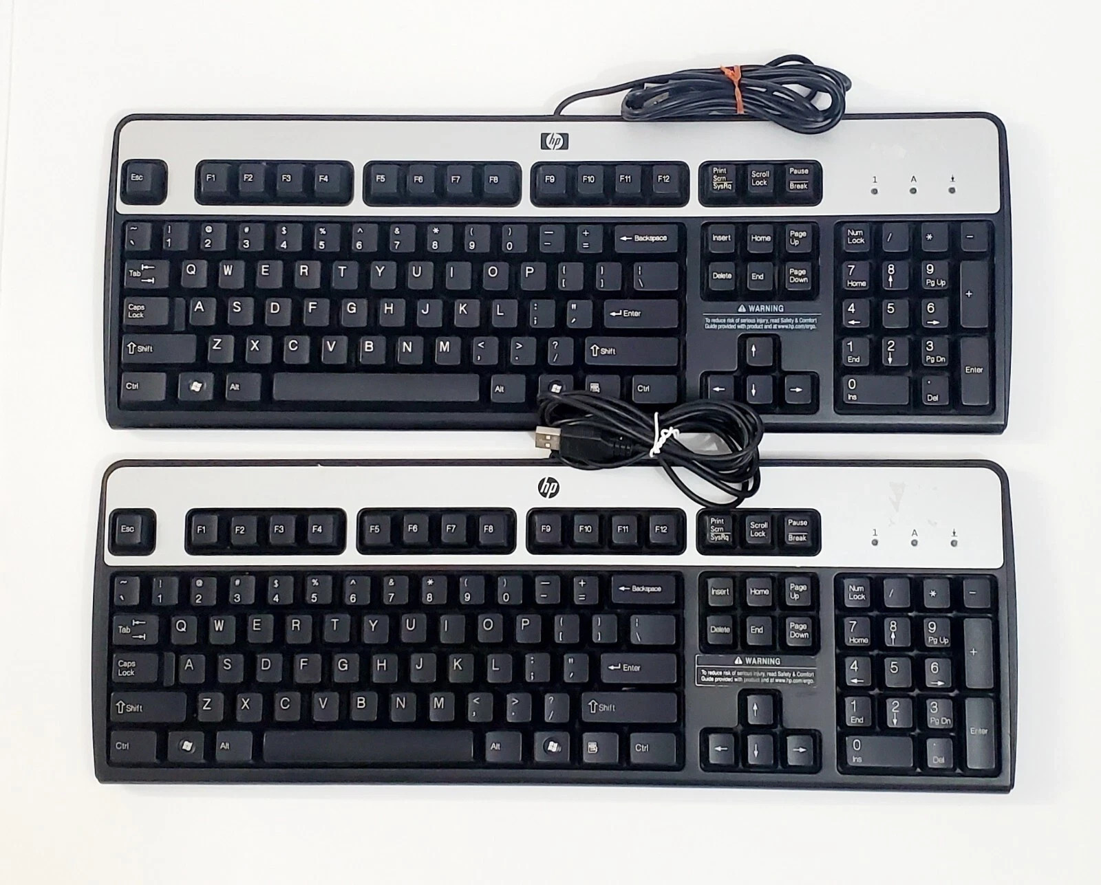 HP KU-0316 104-Key Wired USB Standard Desktop Keyboard - Lot of 2