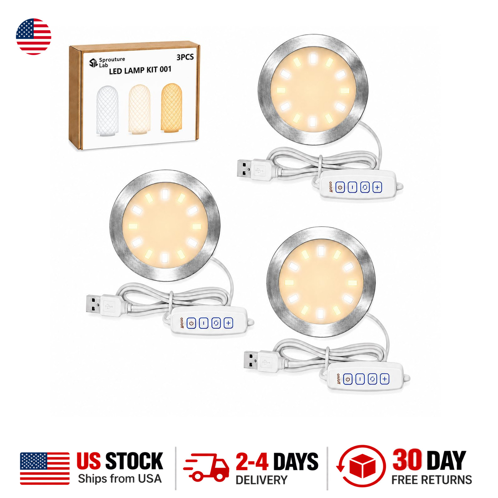 3PCS LED Lamp Kit for Bambu Lab H2D A1 A1mini P1S P1P Makerworld 3D Printer