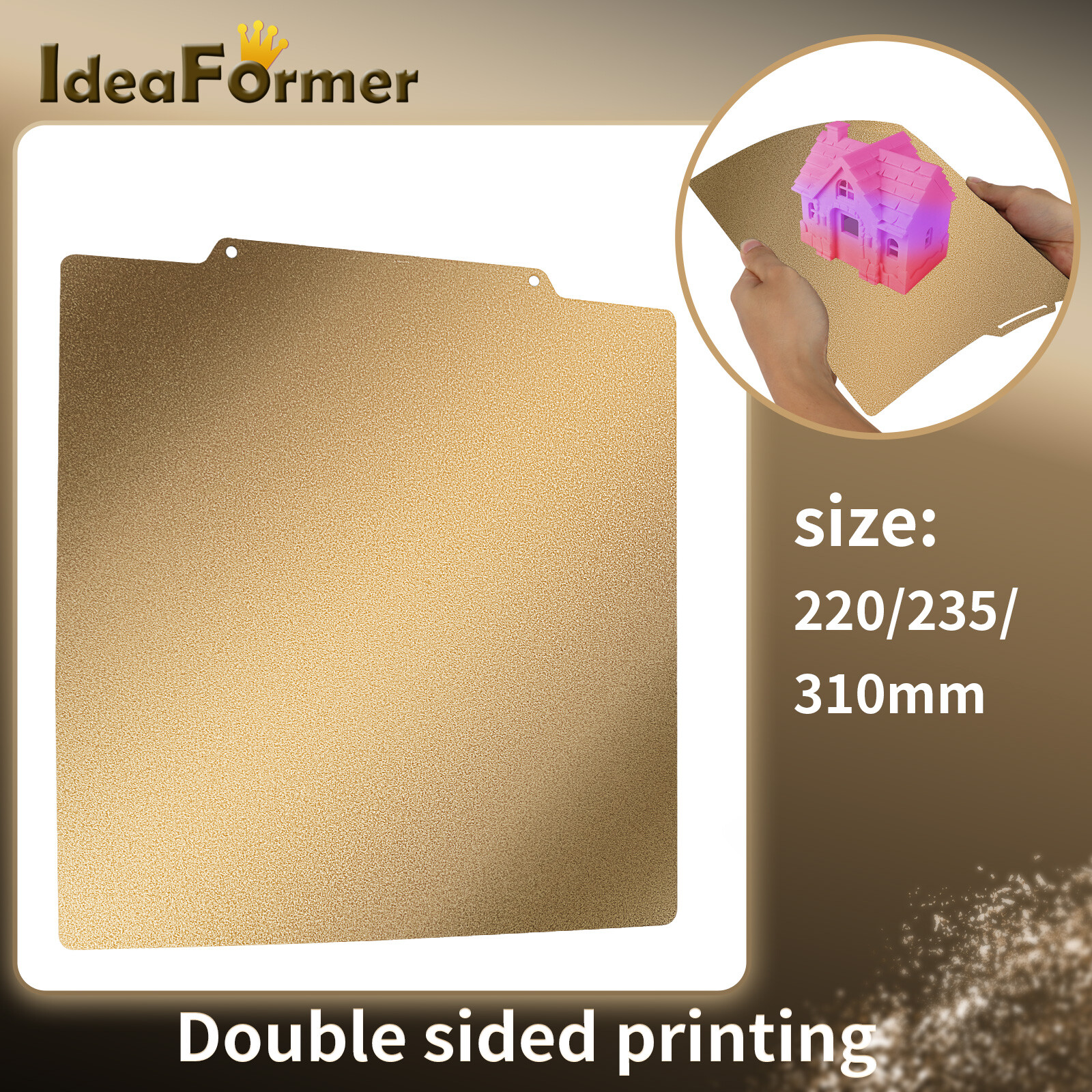 Ideaformer Textured PEI Steel Sheet Heat Bed Double Sided Powder Coated