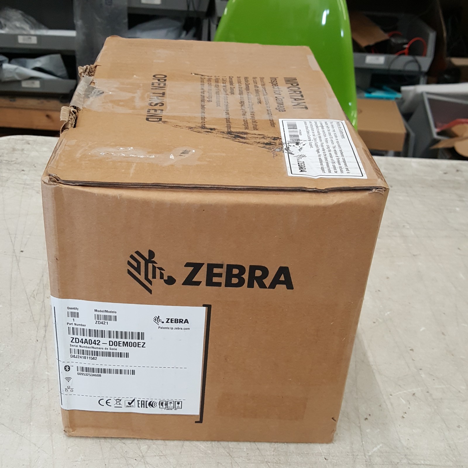 Zebra ZD421 203dpi Thermal Desktop Label Printer w/ Cables (ZD4A042-D0EM00EZ)