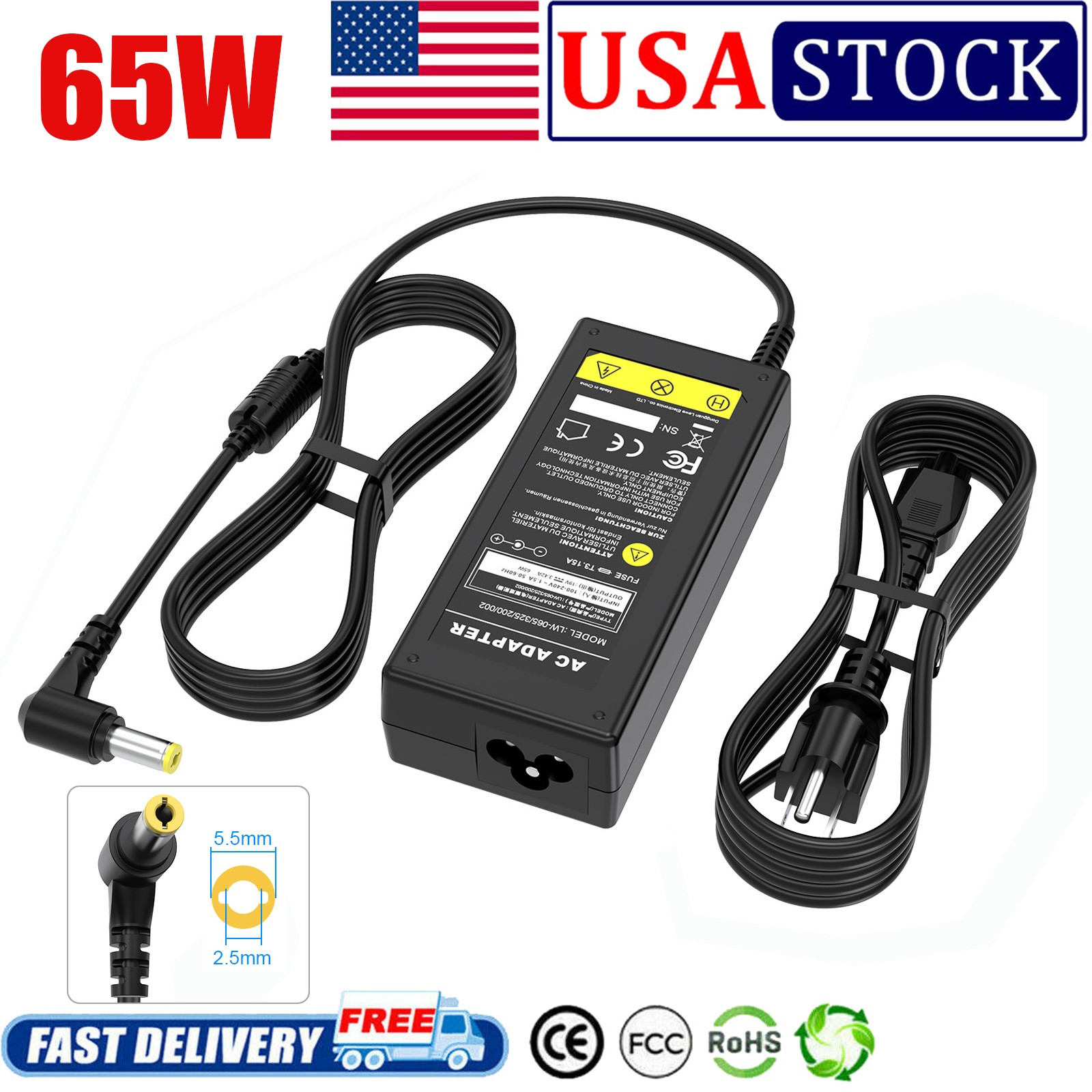 65W 19V 3.42A AC Adapter Charger For ASUS F555L F555LA Laptop Power Supply Cord