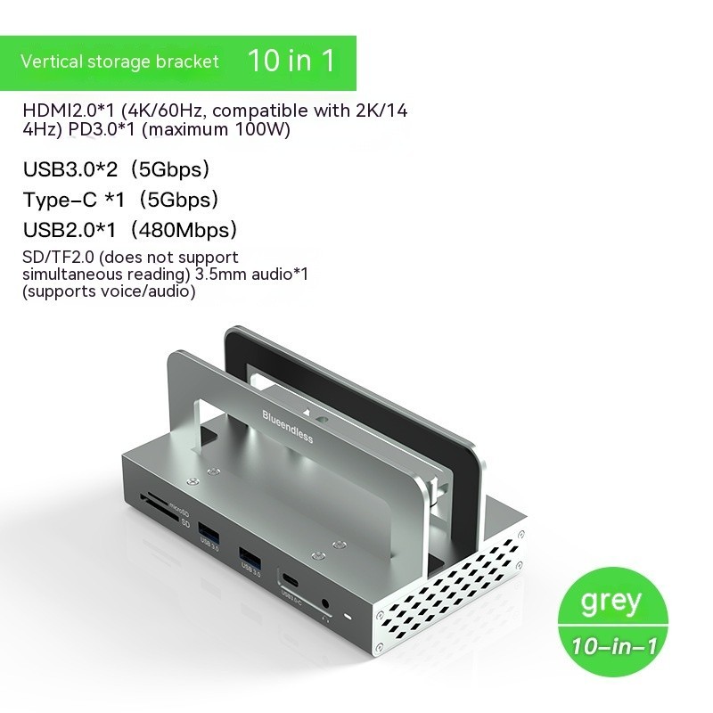 Vertical Storage Bracket Type-C Docking Station Converter USB-C Hub Stand Holder