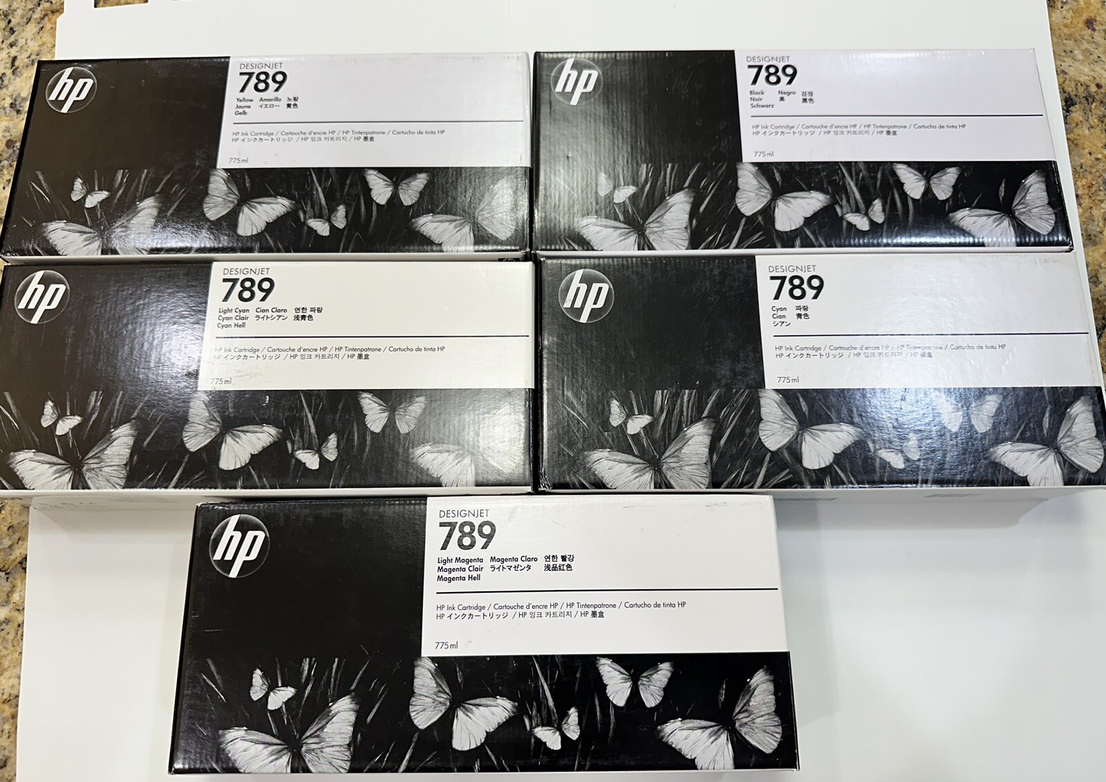 Lot Of 5 Original Ink HP Designjet L25500 /  789 Latex CH615A, 16A, 18A, 19A,20A