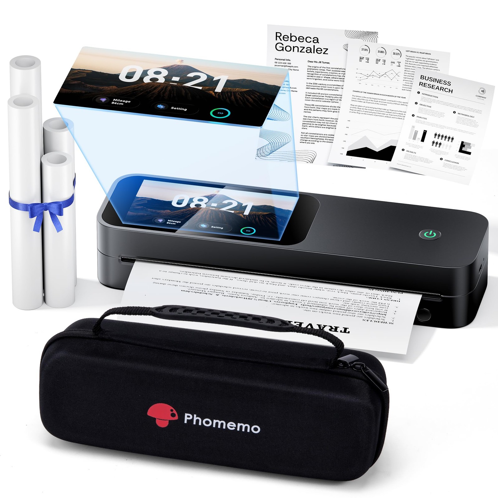 Phomemo M85 Touchscreen Portable Printers Wireless for Travel with Case