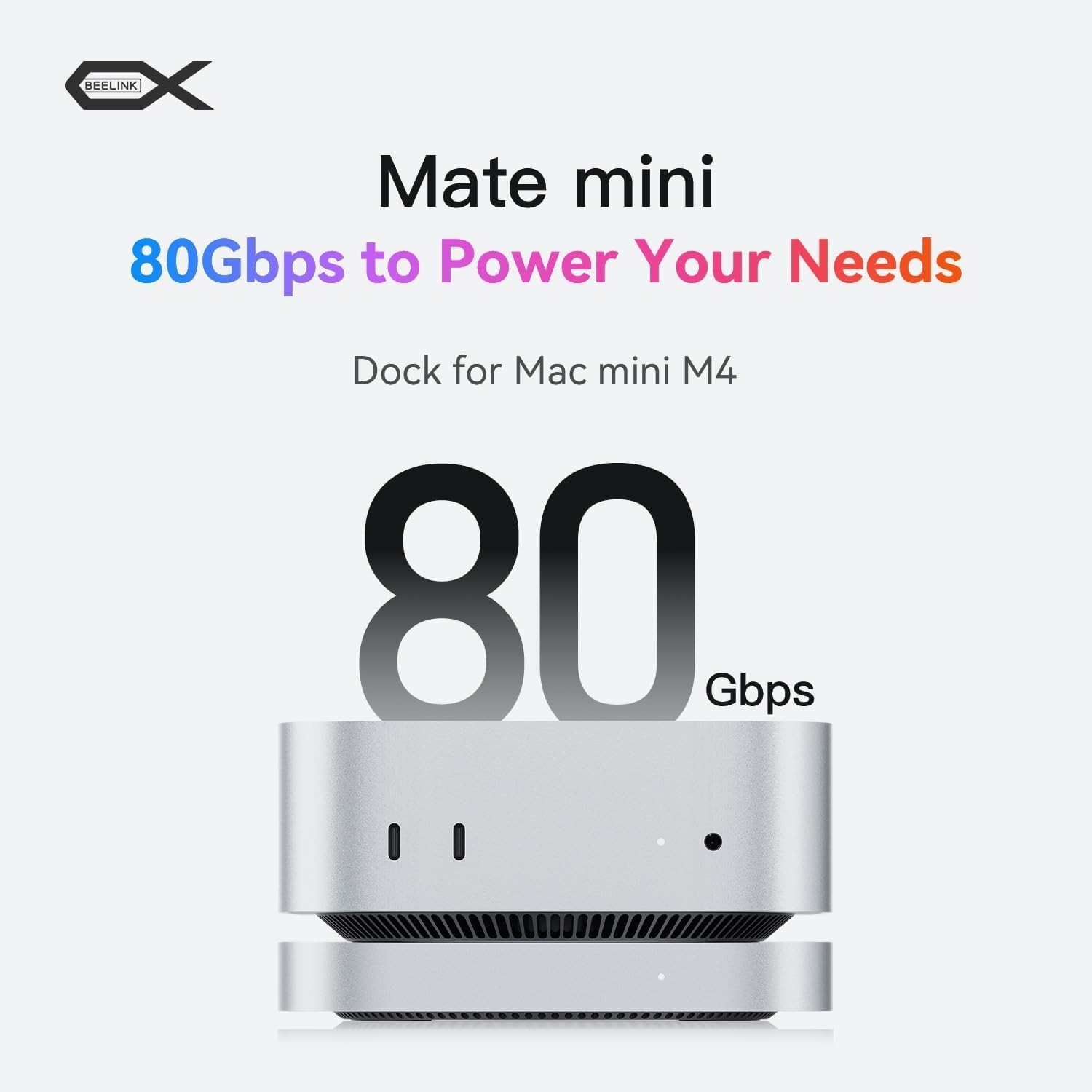 Mate Mini-B for Mac mini M4 Dock, 80Gbps Aluminum Alloy Stand with Dual M.2 PCle