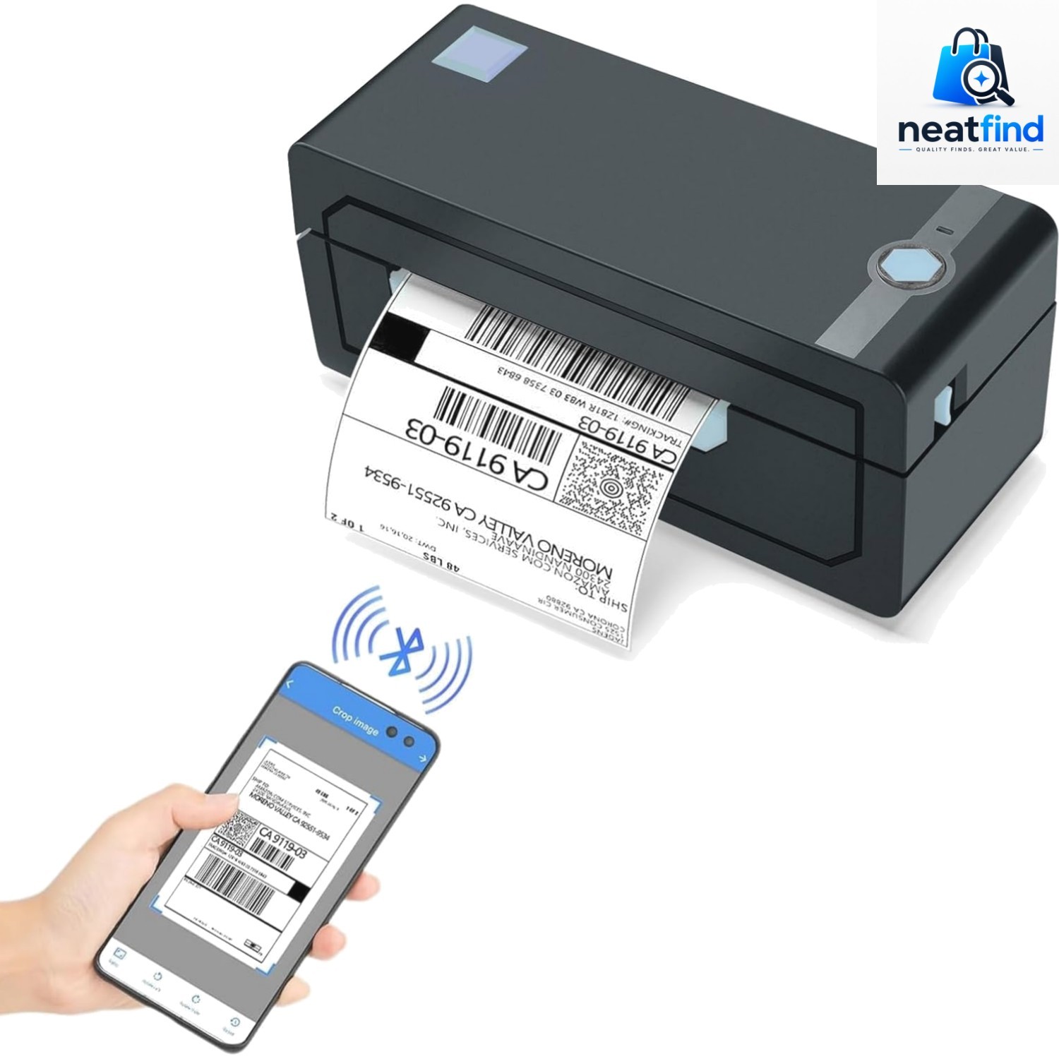 Bluetooth Thermal Shipping Label Printer, Wireless 4x6 Label Printer