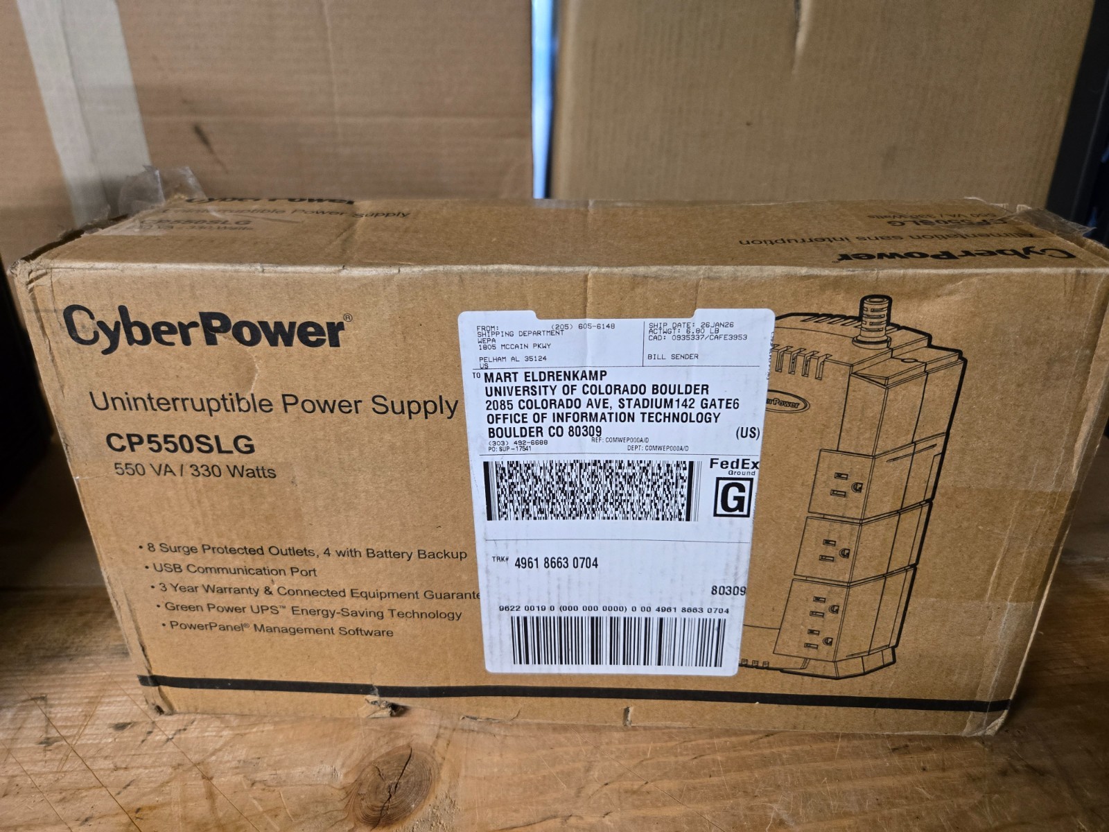 CyberPower 550 - NEW - UPS - Battery-Back Up - Tested - w/Battery - CP550SLG