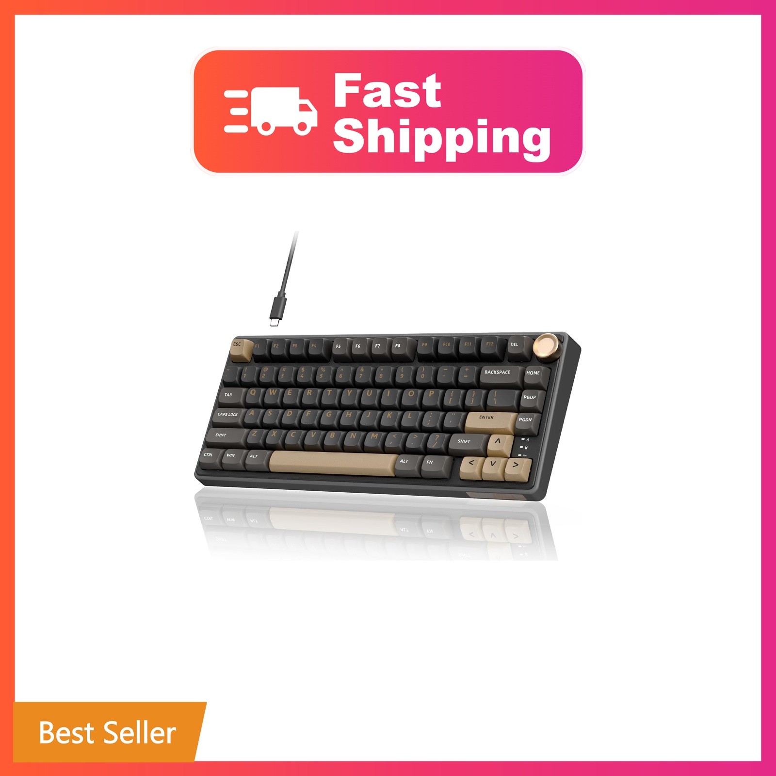 RK ROYAL KLUDGE R75 Wired Mechanical Keyboard with Volume Knob, 75% Mechanica...