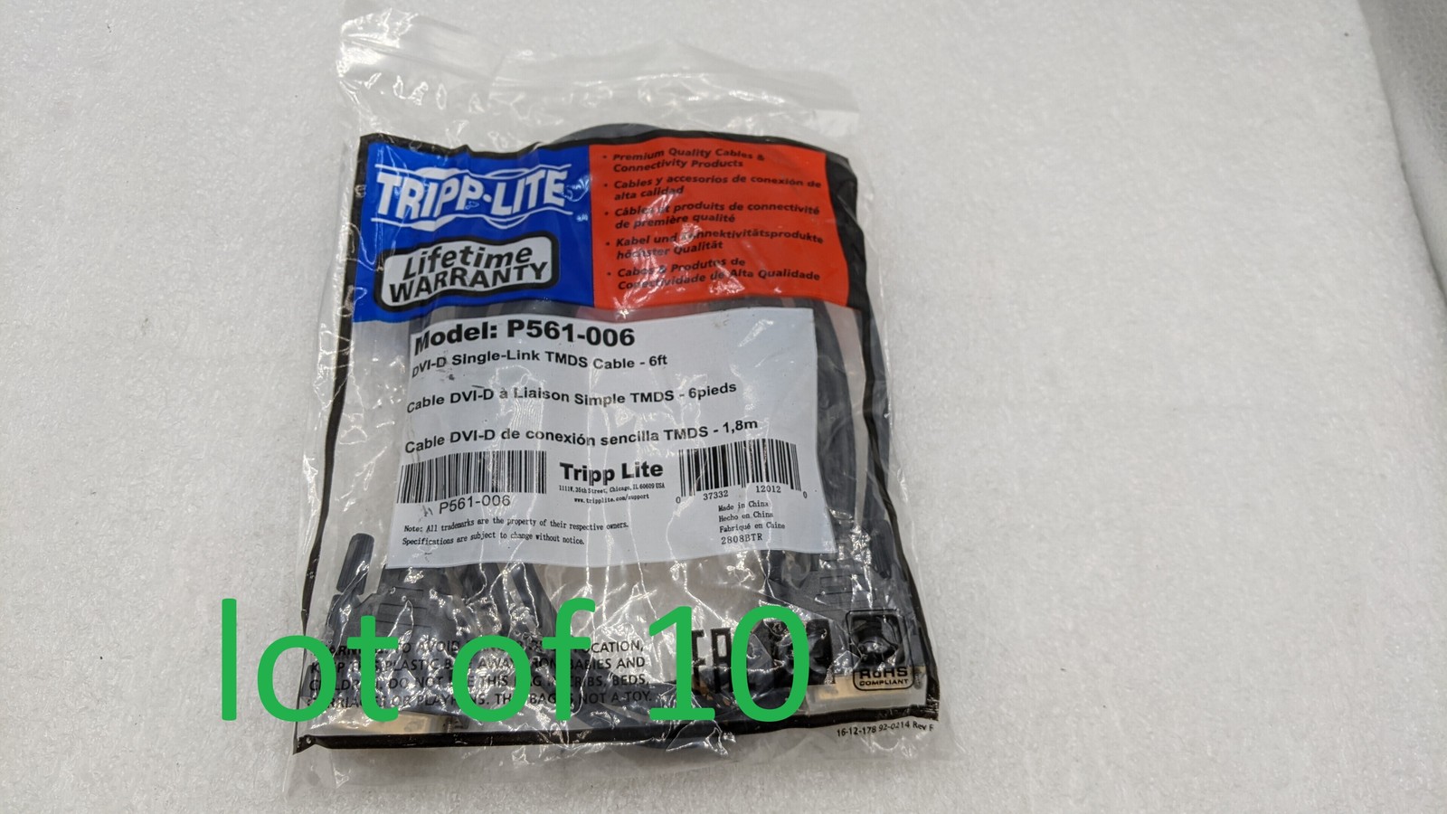 LOT OF 10 Tripp Lite 6ft DVI-D Single Link Digital TMDS Monitor Cable  P561-006
