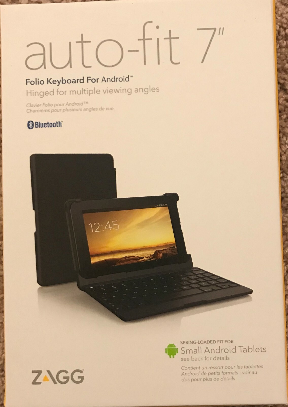 NEW ZAGG Folio Case Hinged with Bluetooth Keyboard Android Tablets 7 in Auto Fit