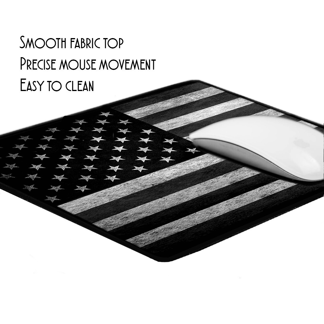 Black & White Subdued Distressed American Flag Design Mouse Pad