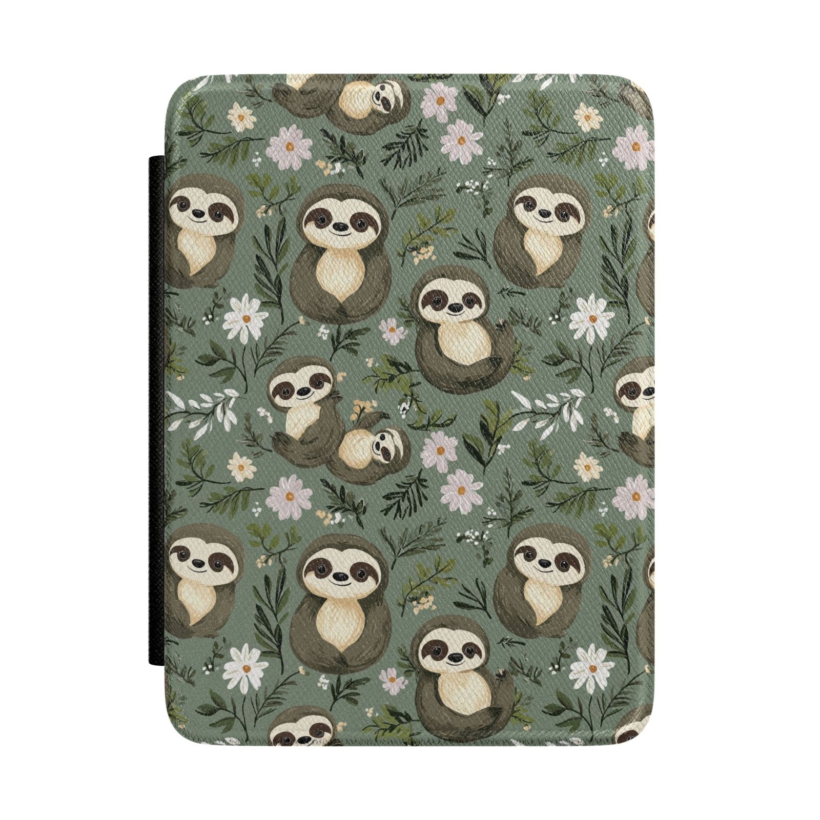 Cute Sloth Pattern Kindle Case | Floral Green Sloth E-reader Cover
