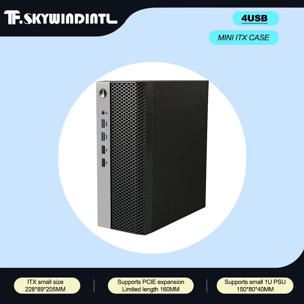 T.F.SKYWINDINTL Mini ITX PC Case HTPC Chassis SFX PSU USB2.0/3.0 170x170mm