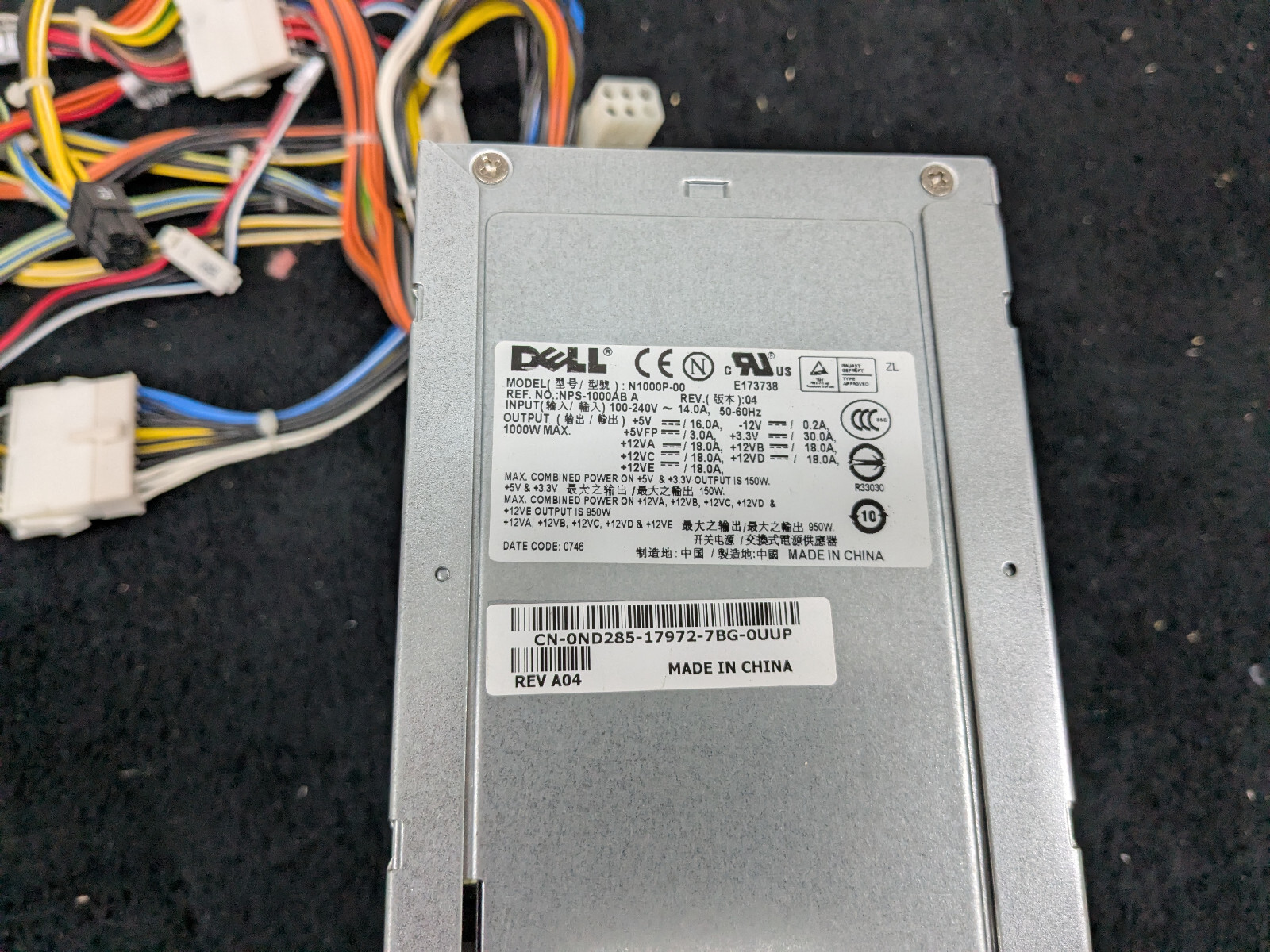 Dell Precision 690 Workstation 950W Power Supply Model N1000P-00 DP/N CN-0ND285 