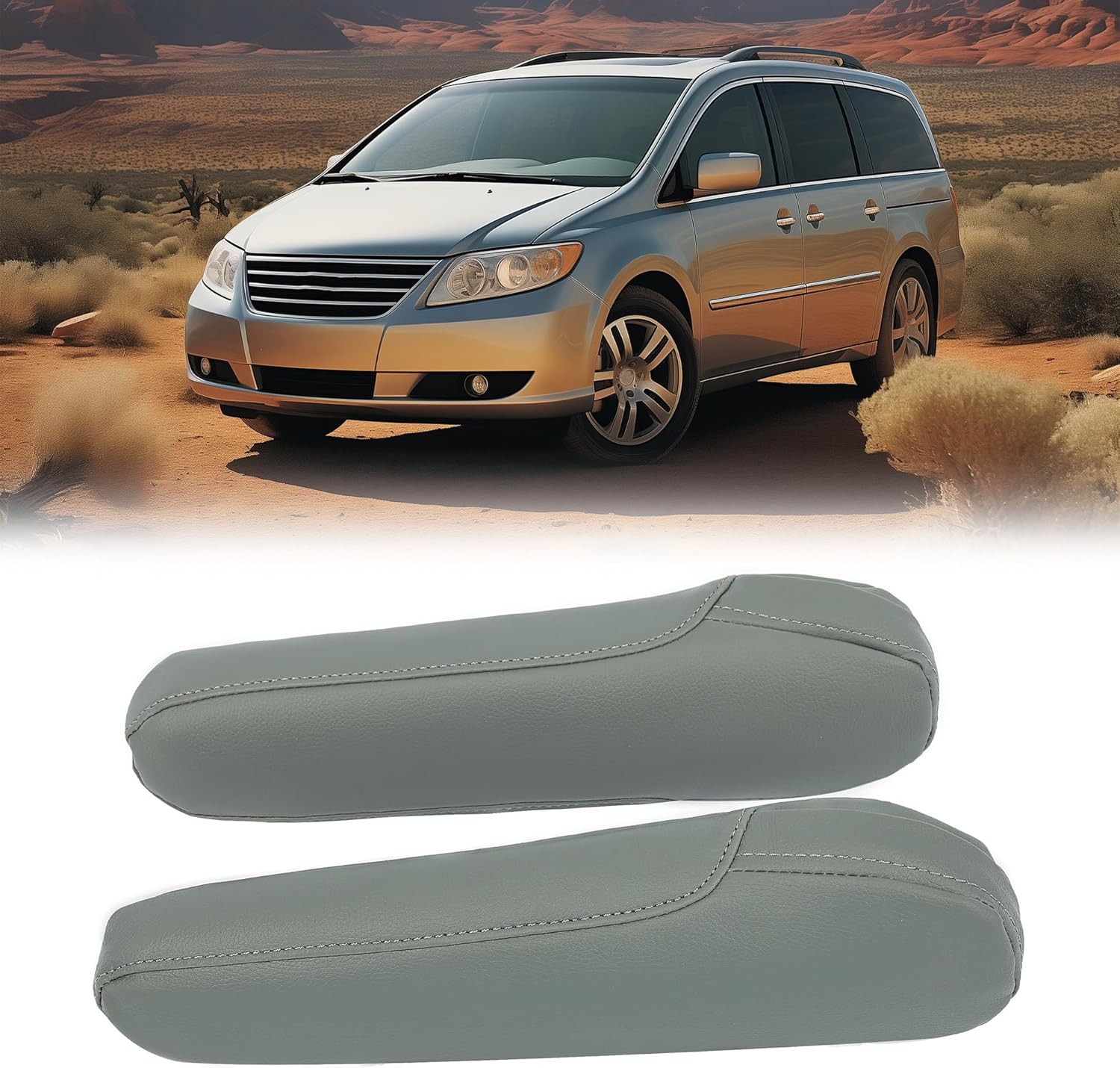 Front Seat Armrest Cover Compatible W/ 2005-2010 Honda Odyssey PVC Armrest Cover