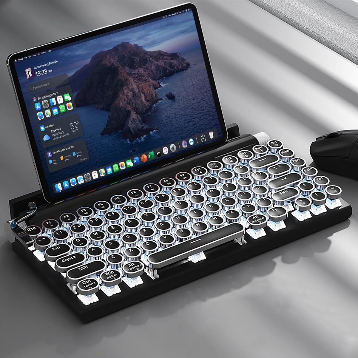 Retro Mechanical Keyboard - Bluetooth 5.0, RGB Backlight, Ergonomic, Multi-Devic