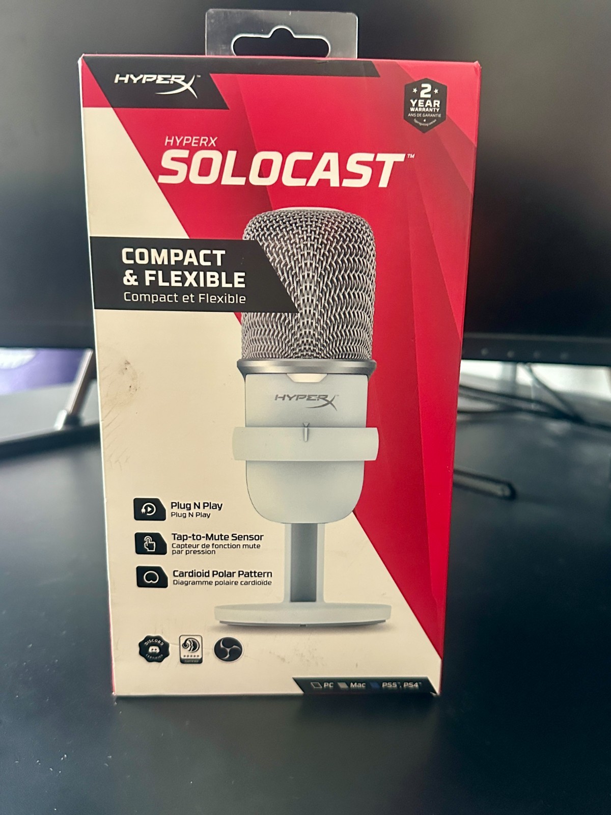 HyperX Solocast Gaming Microphone with USB Condenser White PC MAC PS4 PS5 XBOX
