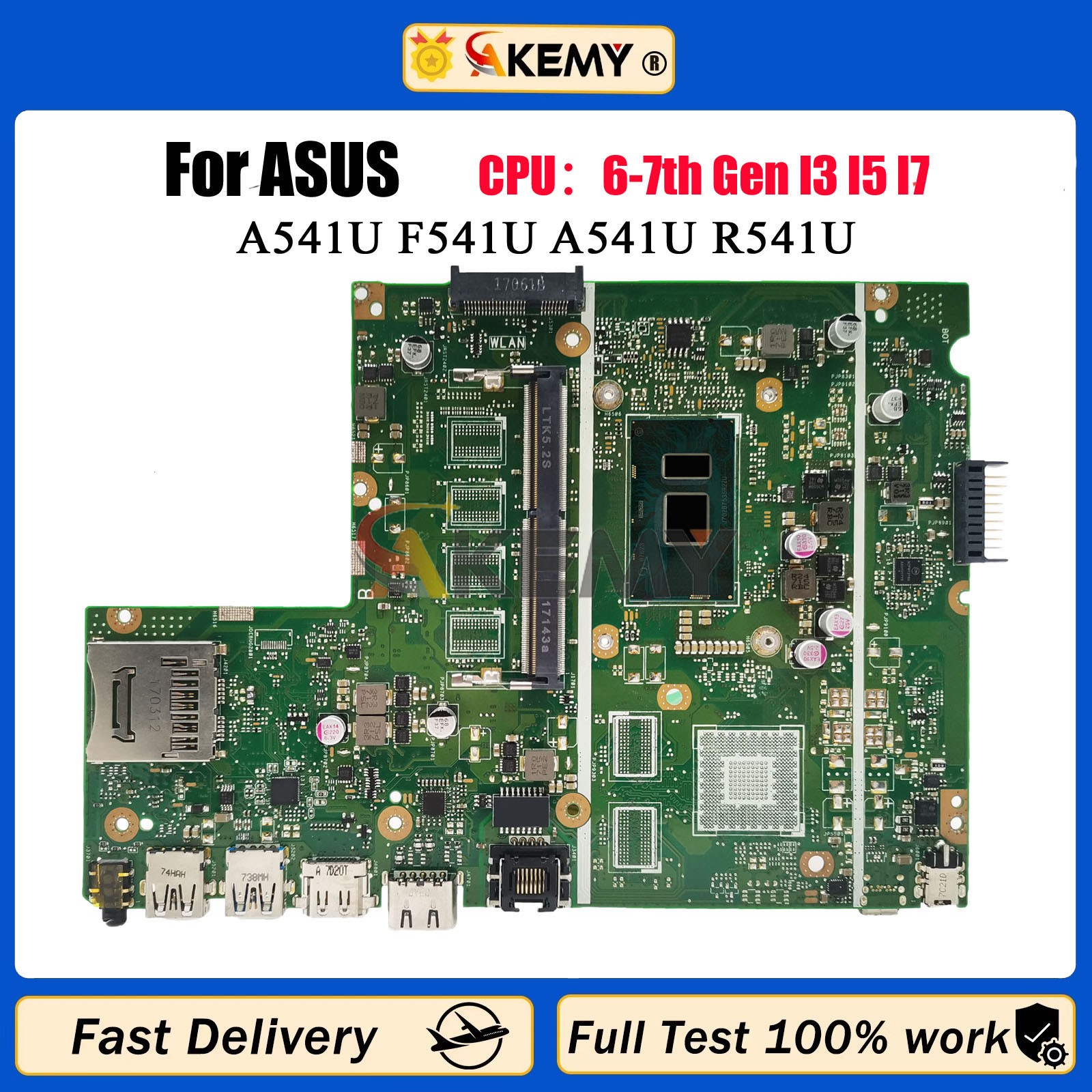 X541UAK Mainboard For ASUS R541U X541UV F541U X541UA I3 I5 I7 CPU 100% tested OK