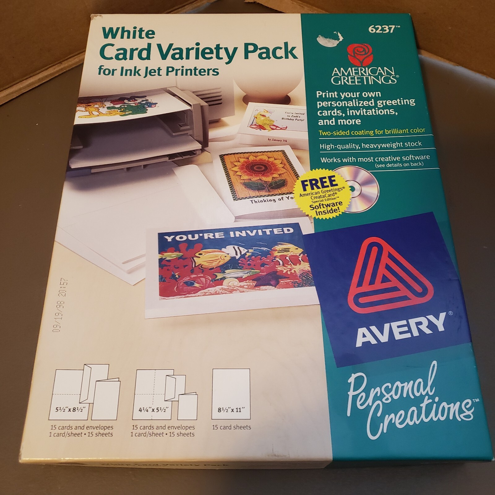 Avery White Card Variety Pack for Ink Jet Printers #6237, New,  