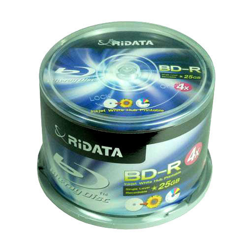 50 Pk Ridata Ritek White Inkjet Hub Printable 4x Blu-Ray BD-R Blank Media 25GB