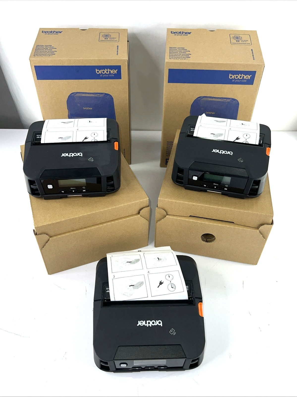 LOT 3x Brother RuggedJet RJ-4230B-L Mobile Thermal Printers Batteries +AC Bundle
