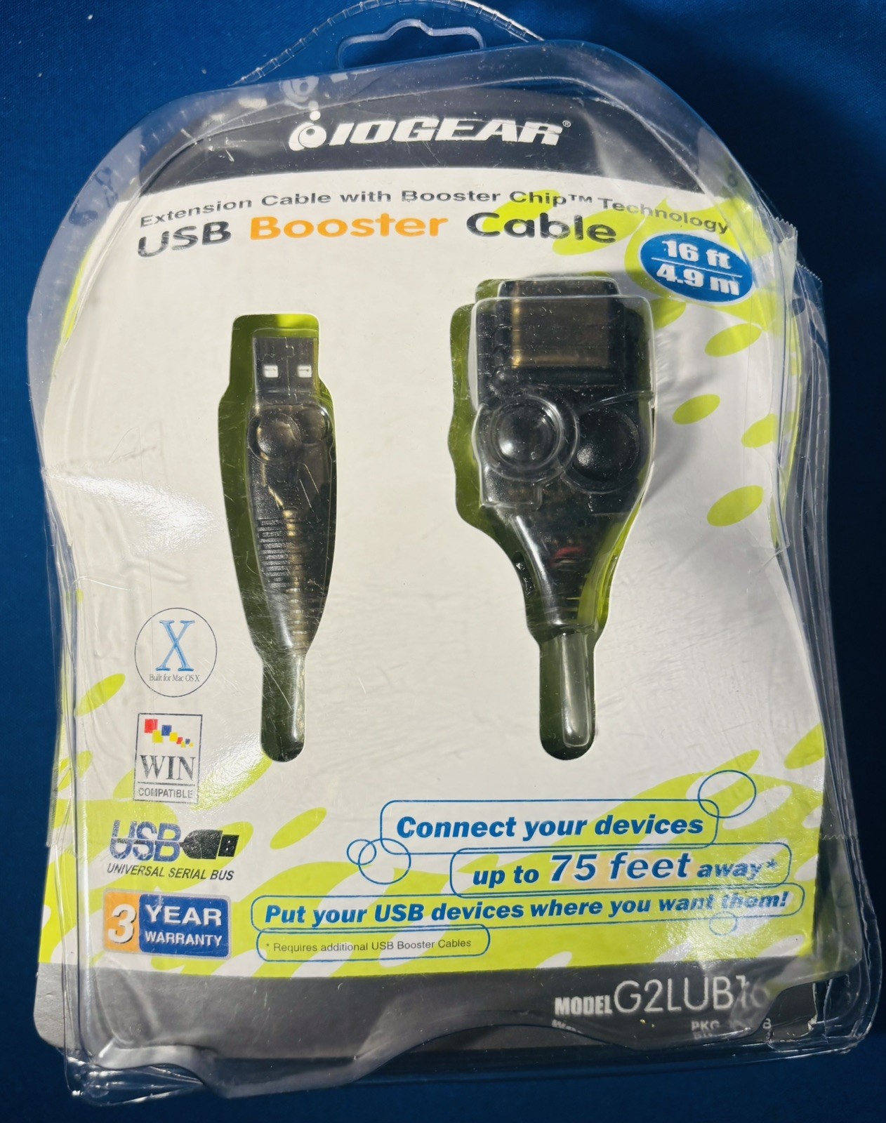 IOGEAR G2LUB16 16ft USB 2.0 Booster Extension Cable Active Extender Opened Box