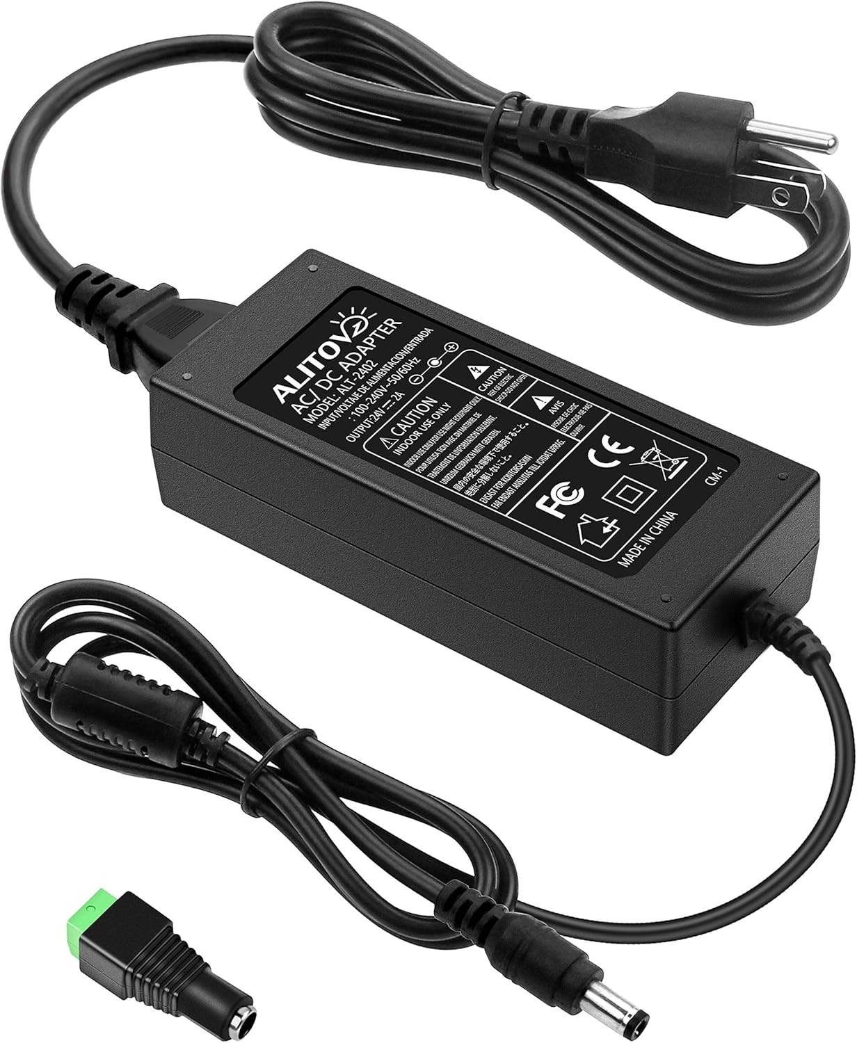 ALITOVE 24V DC Power Supply 2A 48W AC/DC Adapter 100~240V AC to 2A, Black 