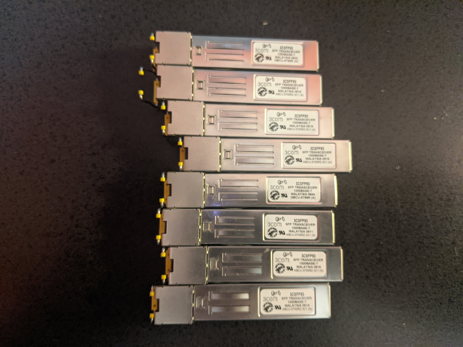 LOT (8x) 3COM 3CSFP93 1000Base-T Genuine SFP RJ-45 Transceivers