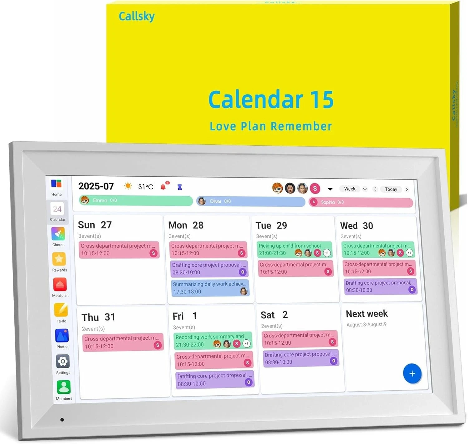 15.6-Inch Smart Digital Calendar, Planner & Chore Chart, 1080p FHD IPS 64GB/4GB