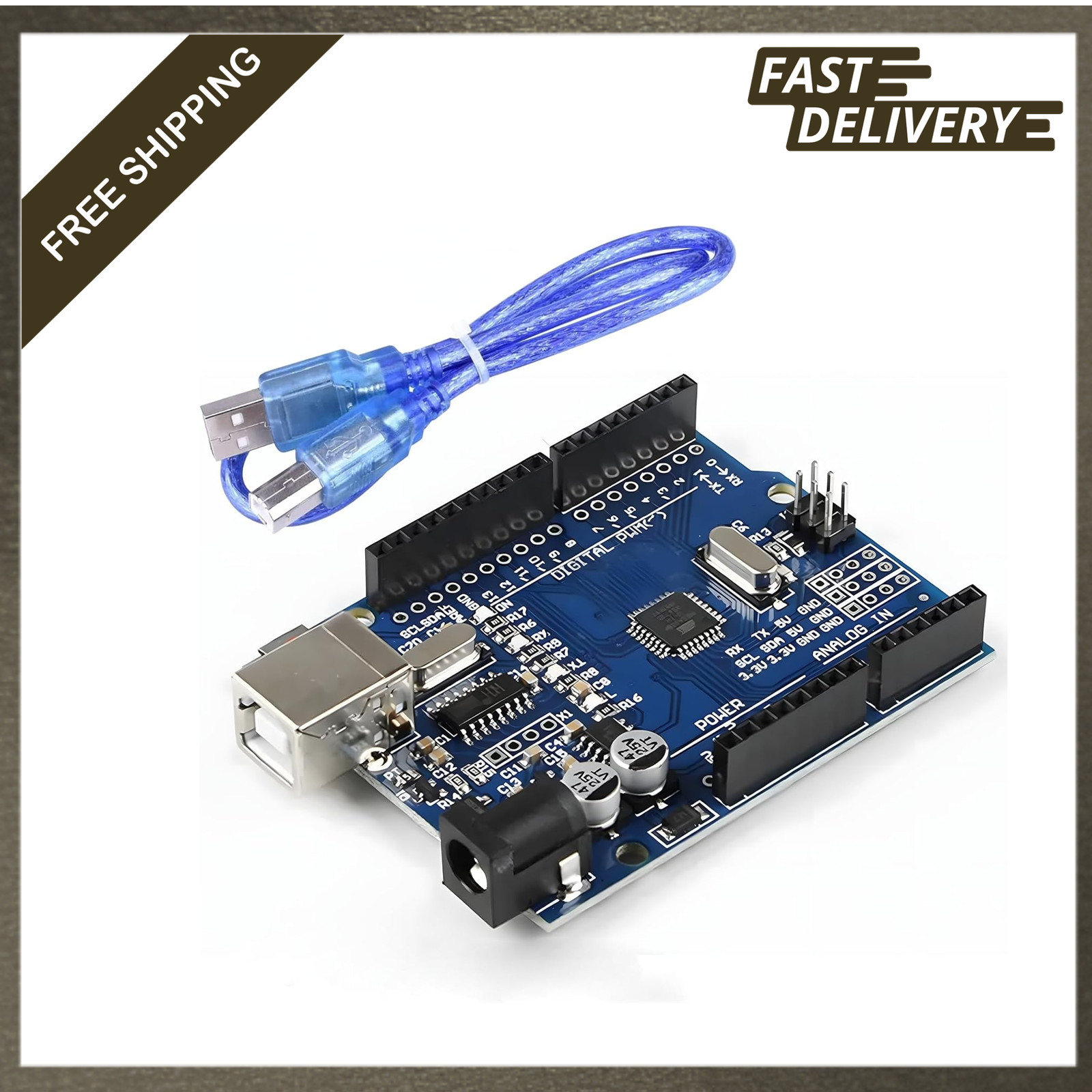 Uno R3 Board ATmega328P with USB Cable Arduino Compatible 7-12V 16MHz 14 Digital