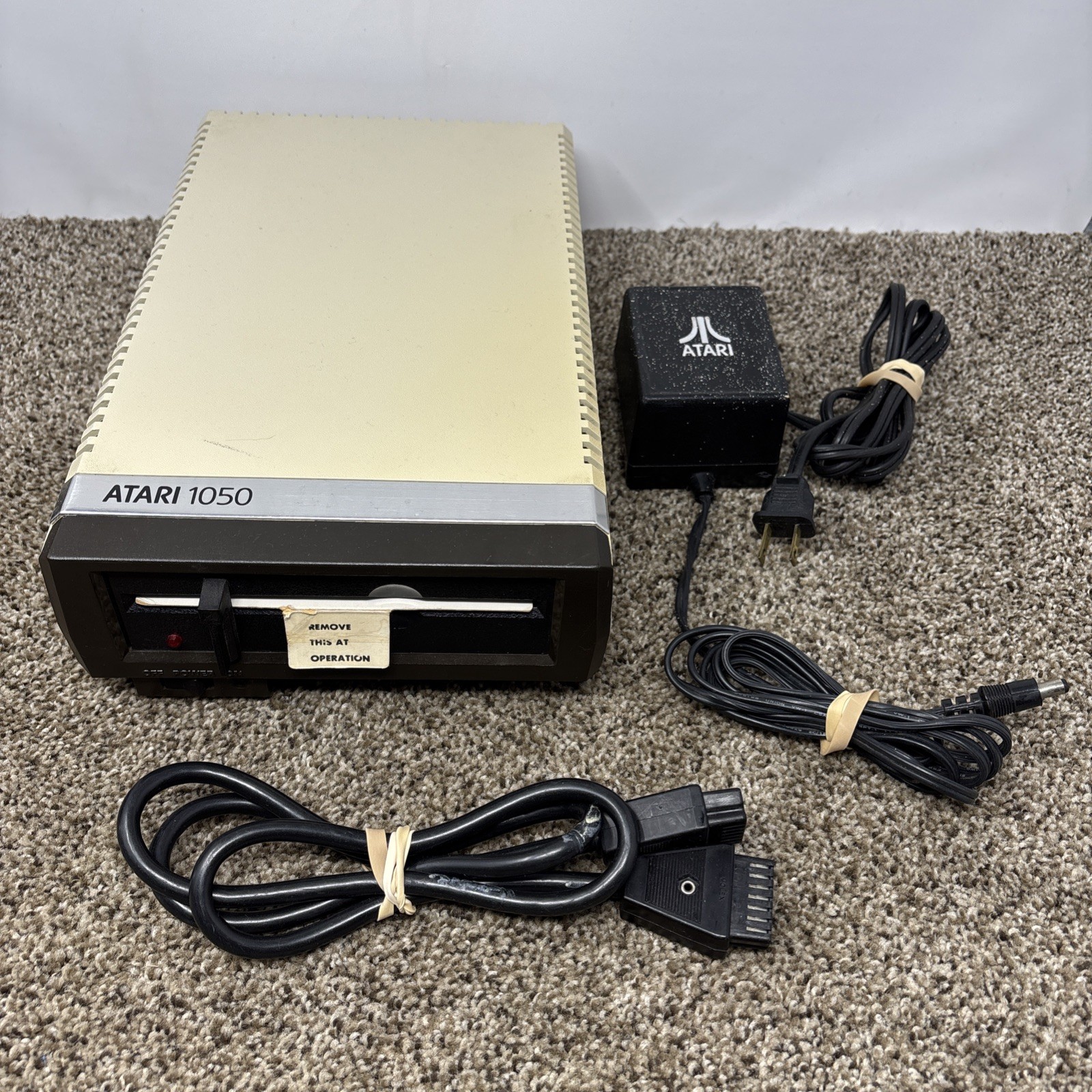 Atari 1050 Floppy Disk Drive Tested With All Cables Power And Data SIO Cable