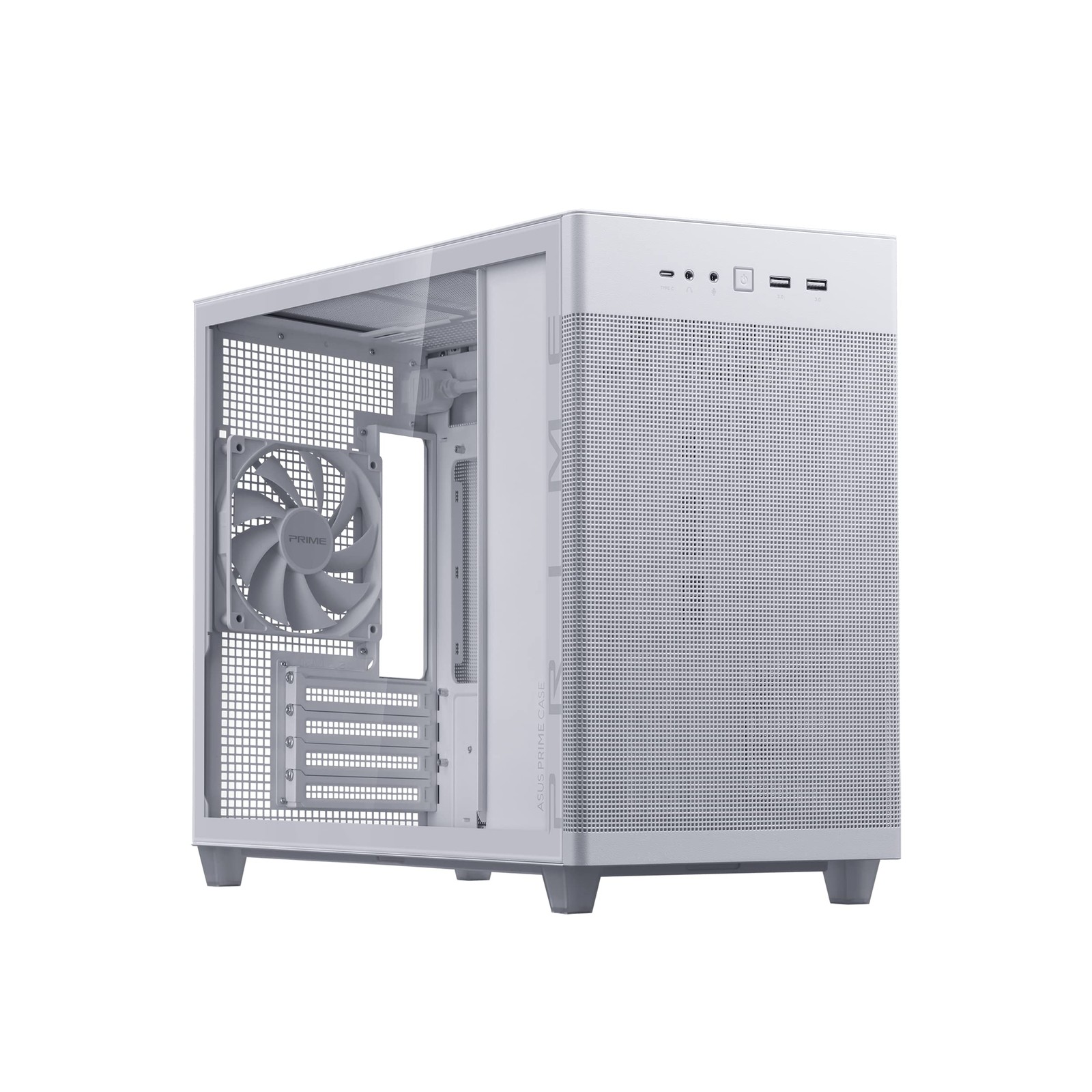 ASUS Prime AP201 White MicroATX Case Tempered Glass Cooling Support Up to 360mm