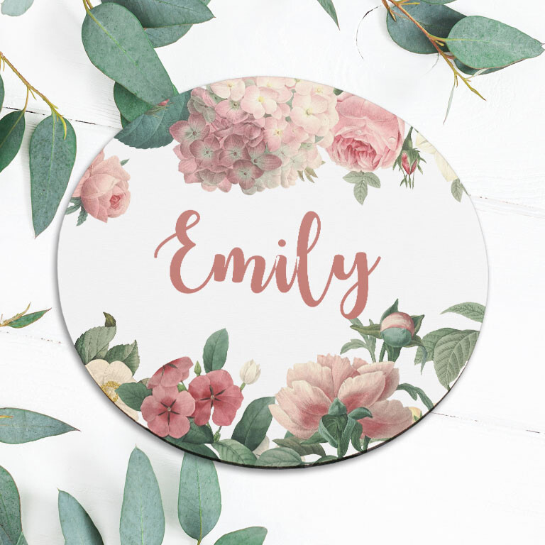 Flowers Personalized Name Vintage Mouse Pad Mat Office Desk Table Accessory Gift