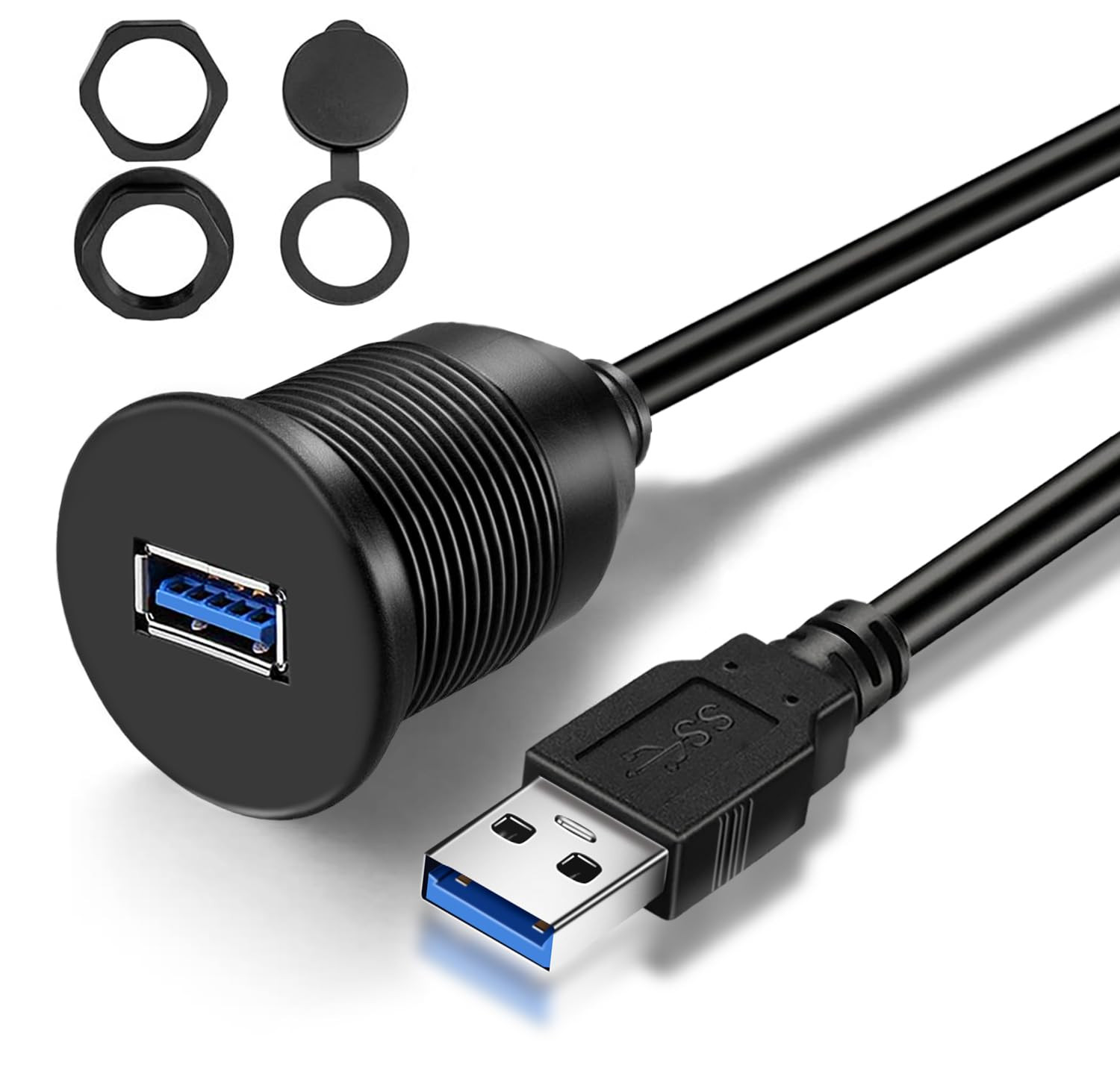 Single Port USB 3.0 Car Flush Mount Cable USB Dash Mount Adapter | Male