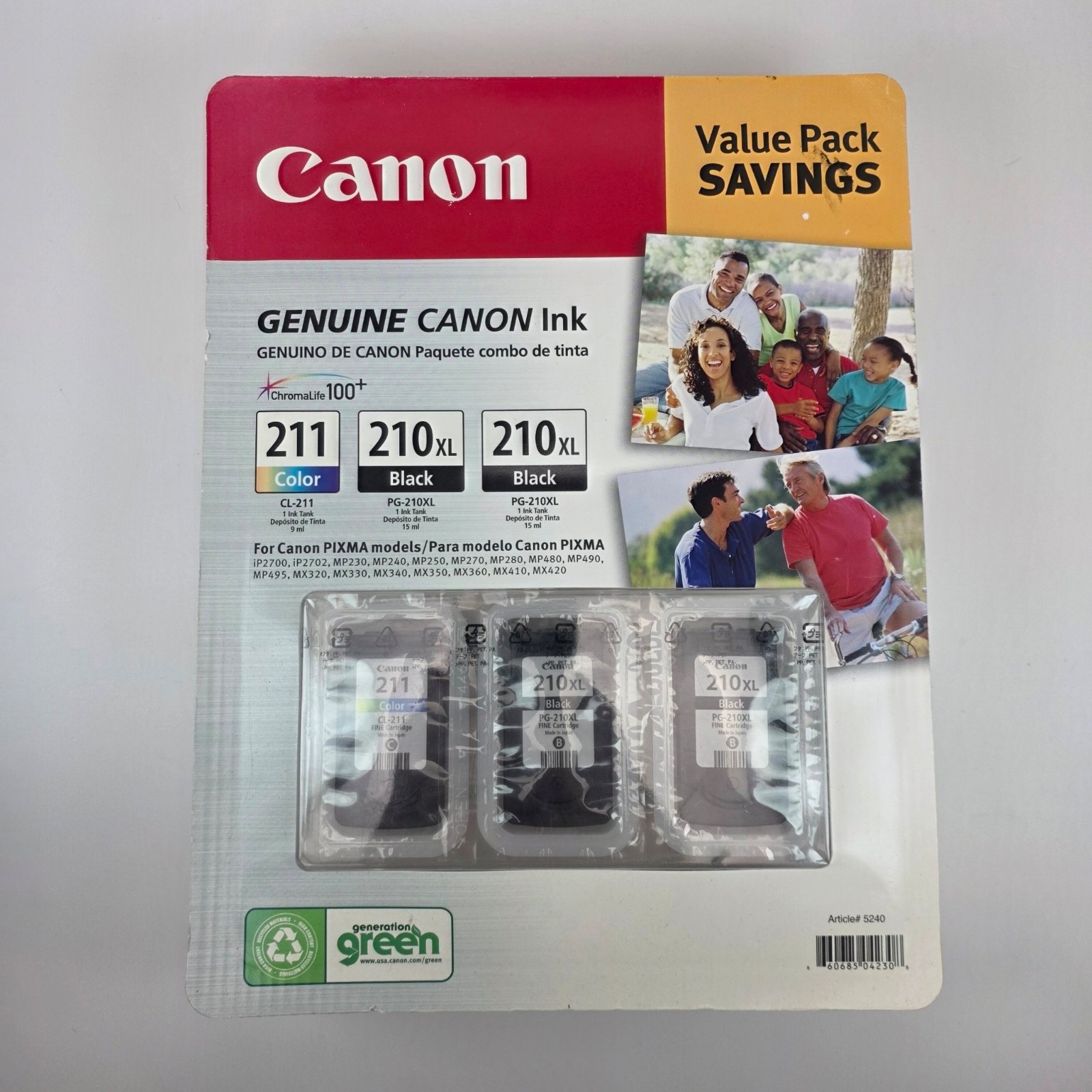 Canon PG-210XL CL-211 Ink Value Pack Genuine 2 Black 1 Color PIXMA New
