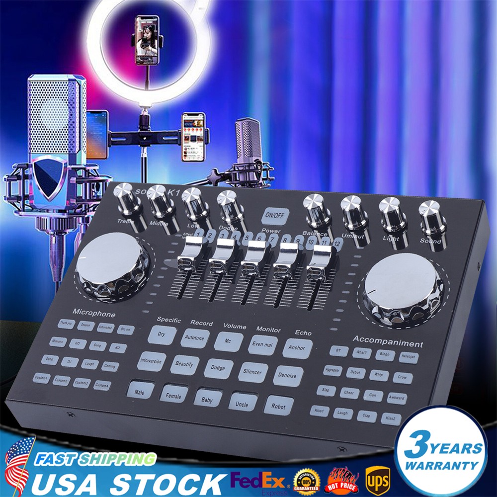 Voice Changer Digital Live Sound Card For Live Streaming Audio Mixer Broadcast