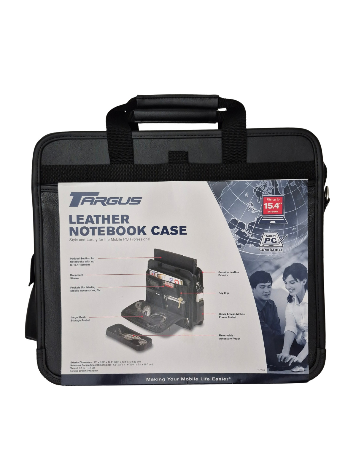Targus 15.4" Leather Notebook Laptop Computer Case / Bag,  Shoulder Strap TLE300