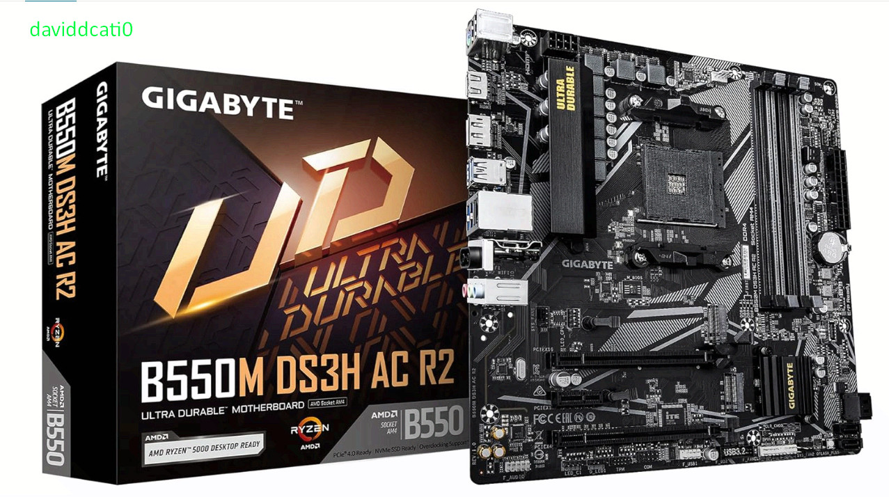 B550M DS3H AC R2 AM4 mATX Motherboard, Ryzen 5000/4000/3000, DDR4, WiFi 5