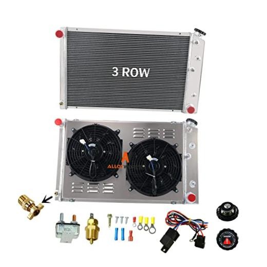 ALLOYWORKS 3 Row Full Aluminum Radiator + 2X12" Fans Shroud + Relay For 1977