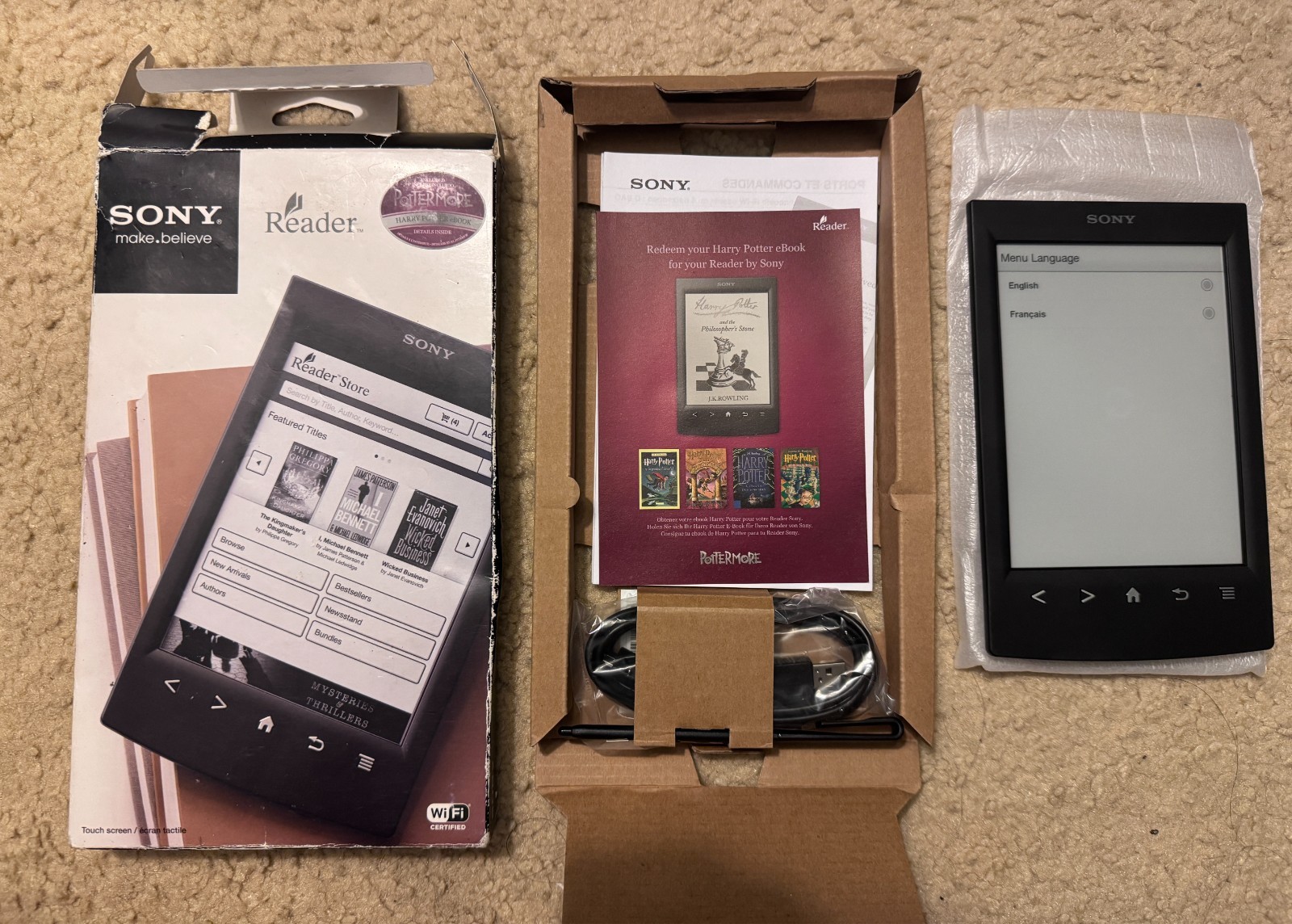 Sony PRS-T2 HBC Black E-reader Wi-Fi Model Reader Touch Screen Pottermore