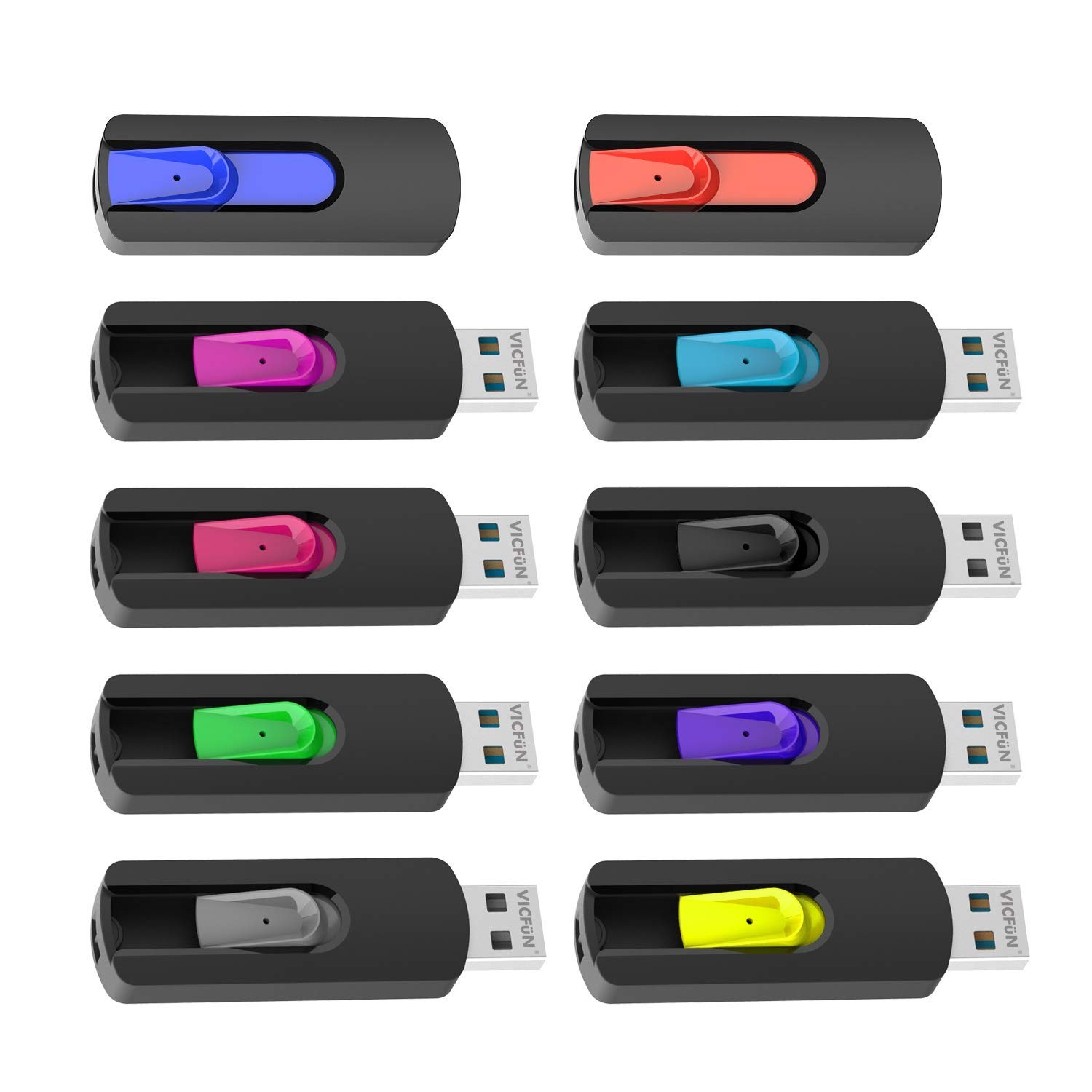 10 Pack 512MB USB Flash Drives USB 2.0 Flash Drive Slide Retractable USB Memo...