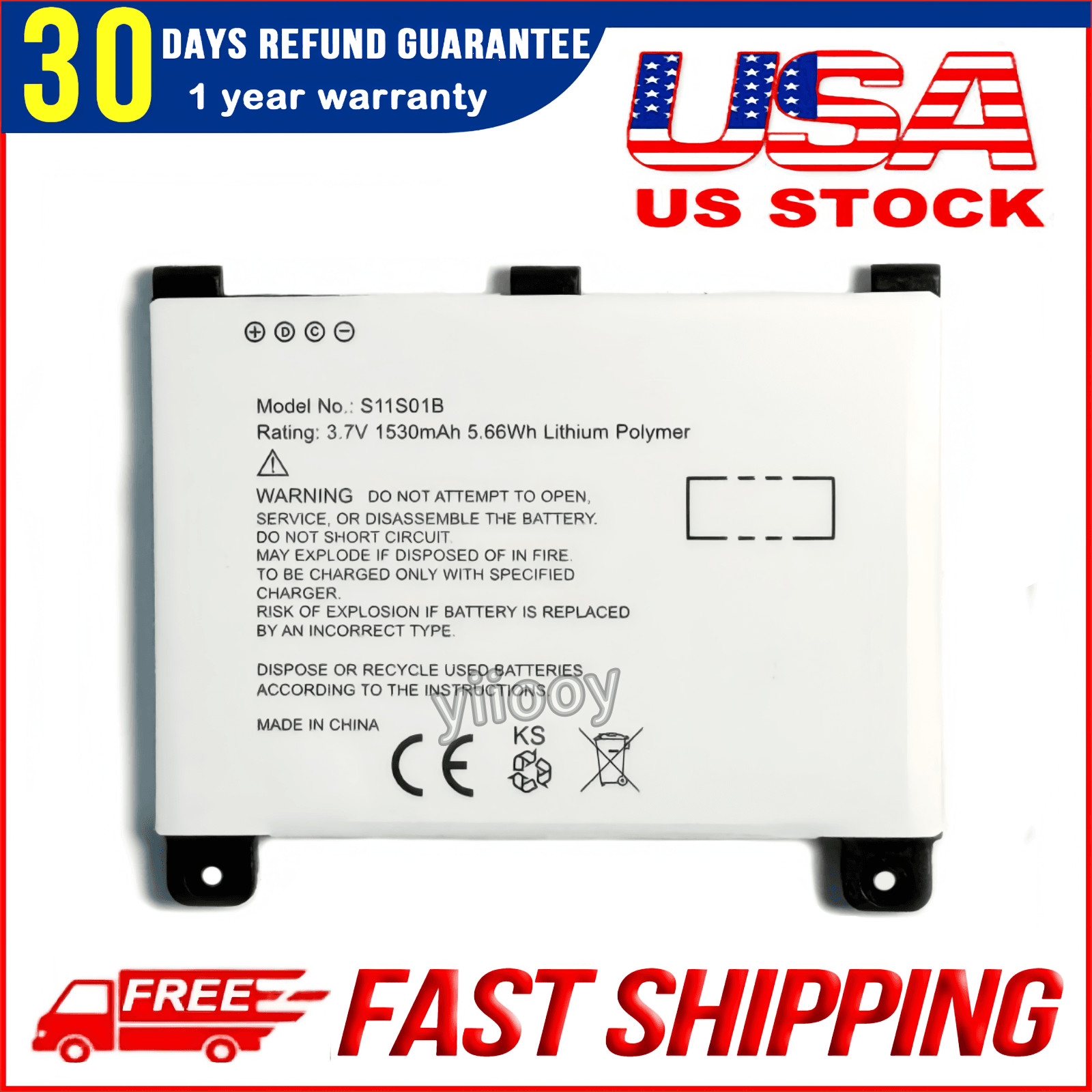 New Battery For Amazon Kindle 2 DX D00701 D00801 D00511 D00611 170-1012-00 REV.C