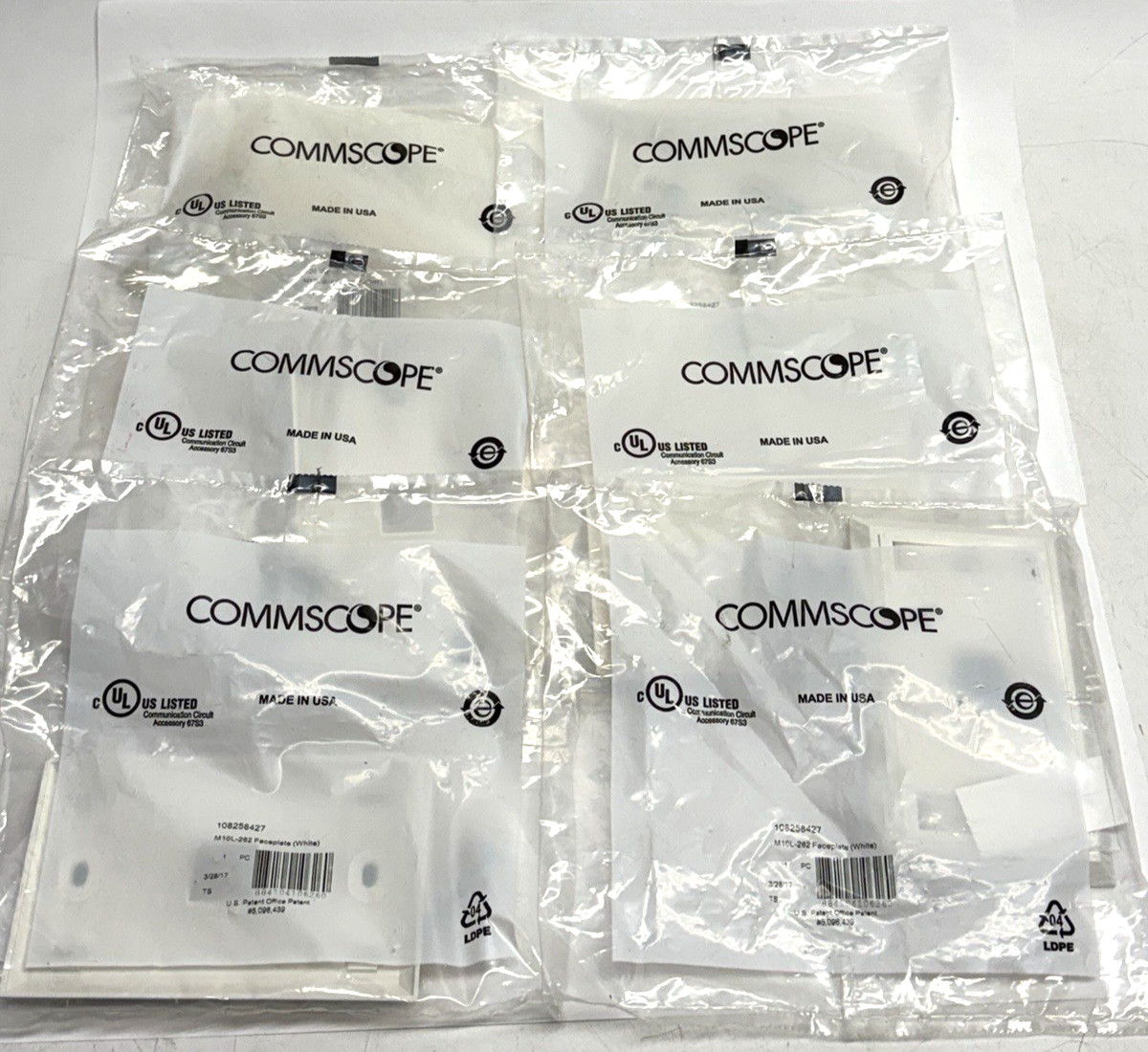 Lot of 6 FACTORY SEALED CommScope M12L-246 Ivory 2-Port Faceplate 108168477