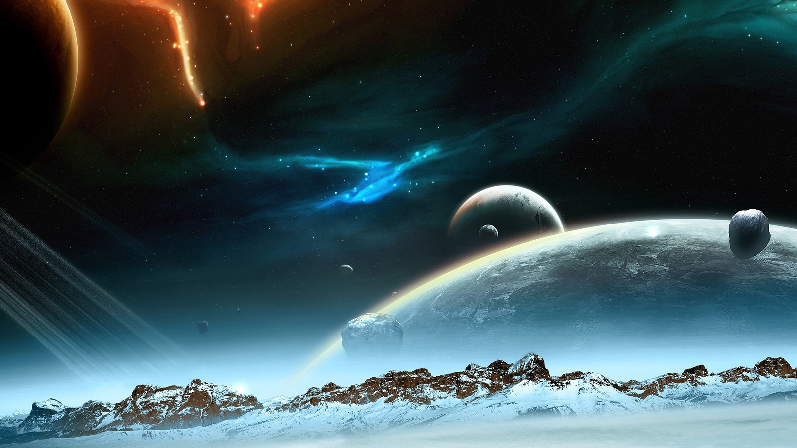 Landscape space planet universe night Custom Gaming Mat Desk