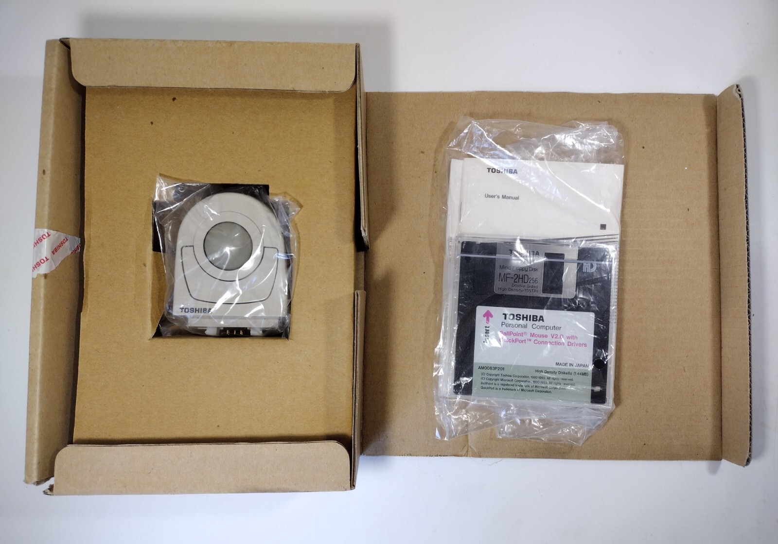 NOS Vintage 1994 TOSHIBA Microsoft Ballpoint Mouse v2.0 - PA2805U - NEW IN BOX