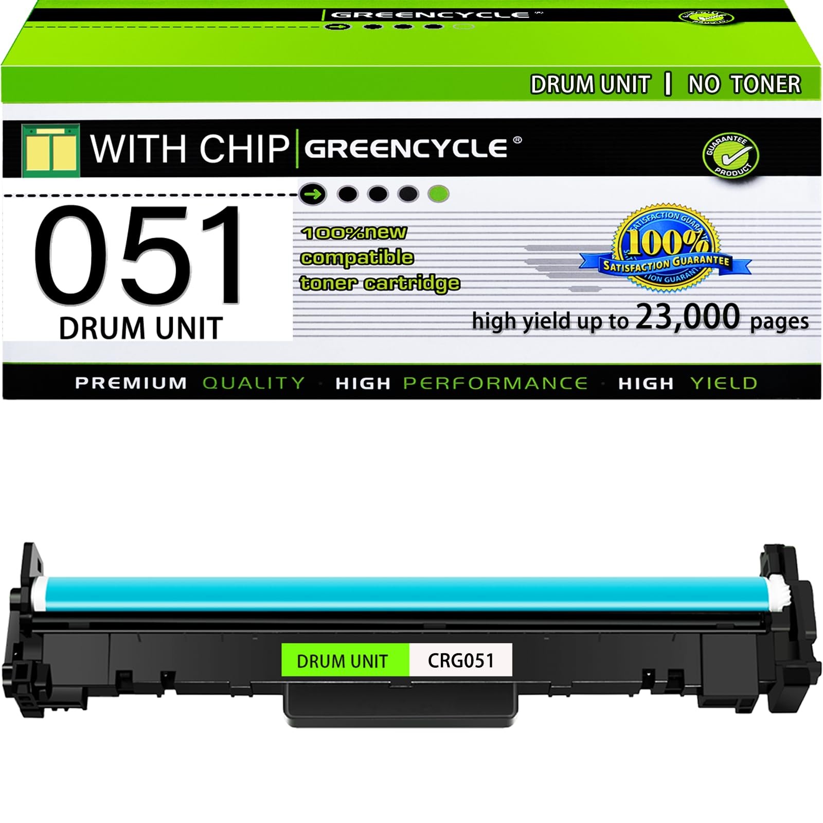 Greencycle 051 CRG051 1PK Compatible Replacement Canon 051 Drum Cartridge