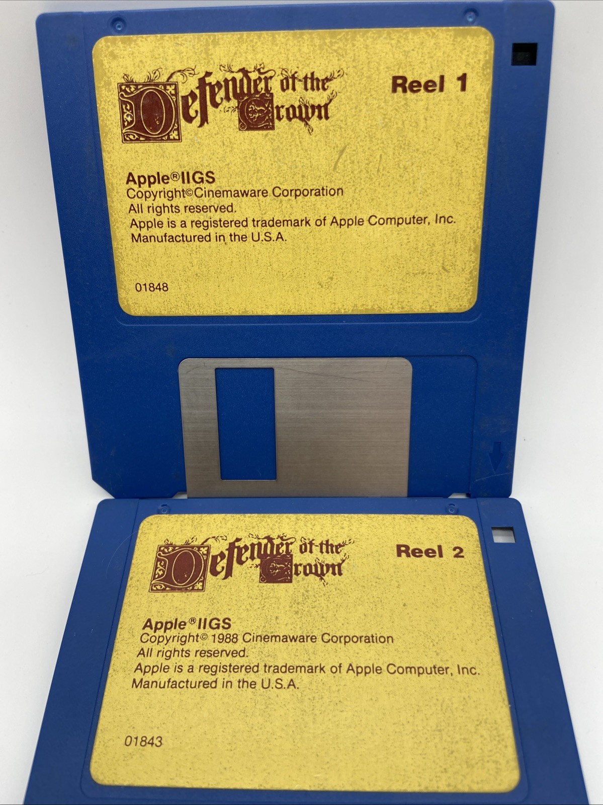 1988 Defender Of The Crown Apple IIGS Reel 1+2 Rare VTG PC Floopy Disks Untested