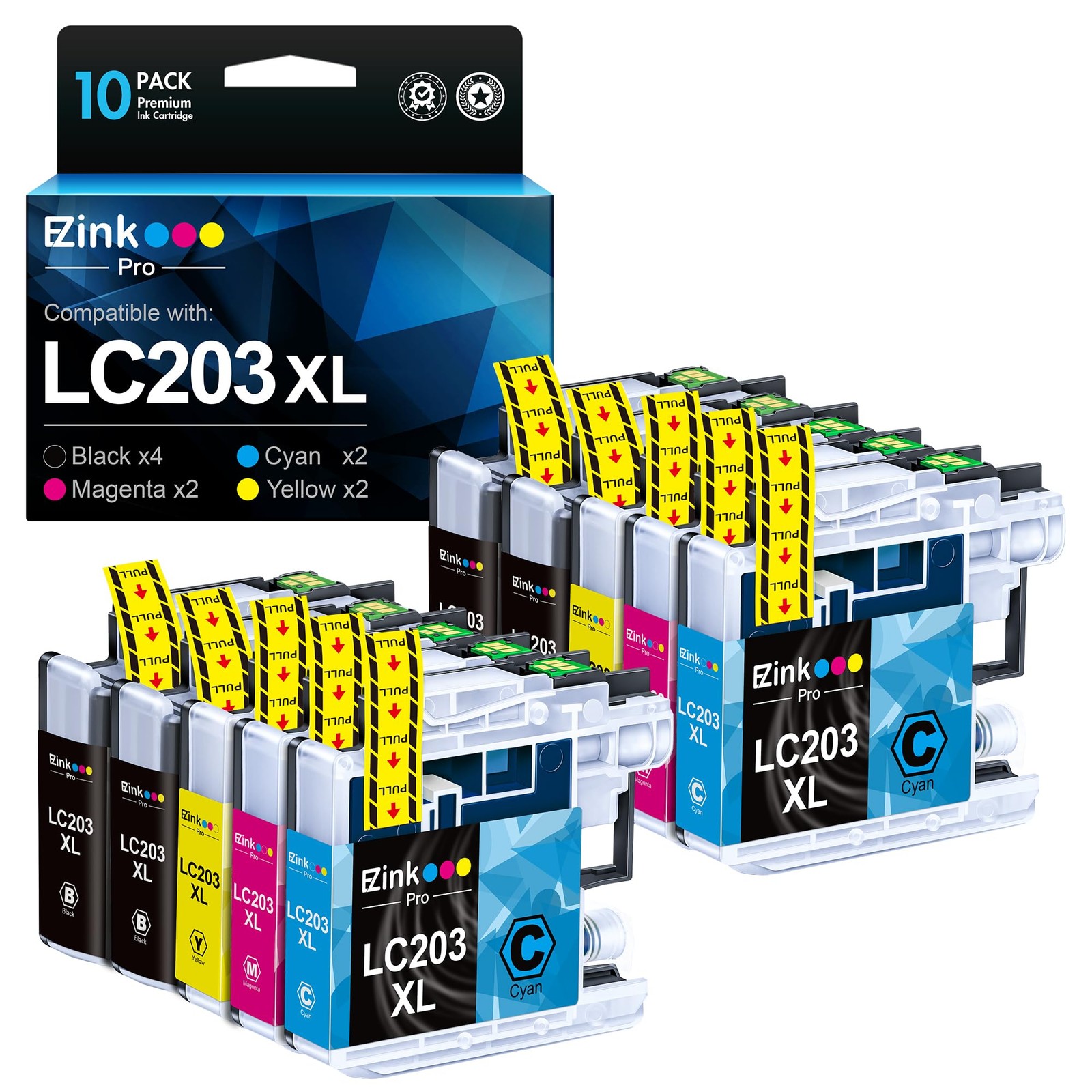 E-Z Ink Pro LC203XL Replacement for Brother ‎LC203XL*10P, LC203XL-10P