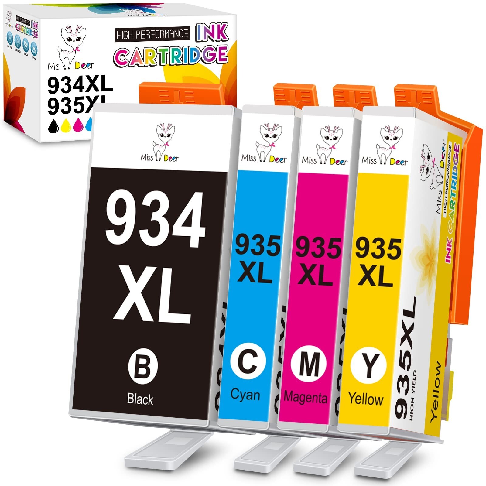 Miss Deer Compatible 934 and 935 Ink Cartridge Replacement for HP 934XL 935XL...