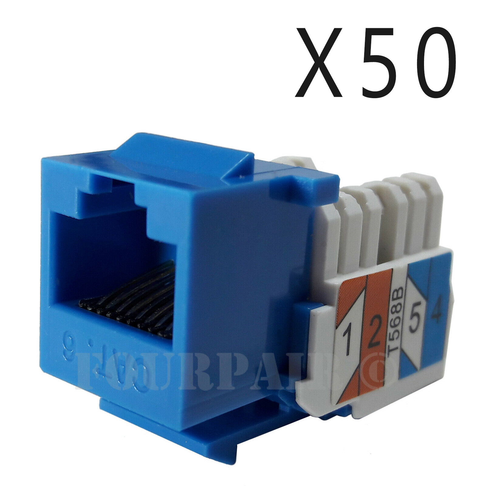 50x Pack Lot CAT6 Network RJ45 Port 110 Punch Down Keystone Snap-In Jack Blue
